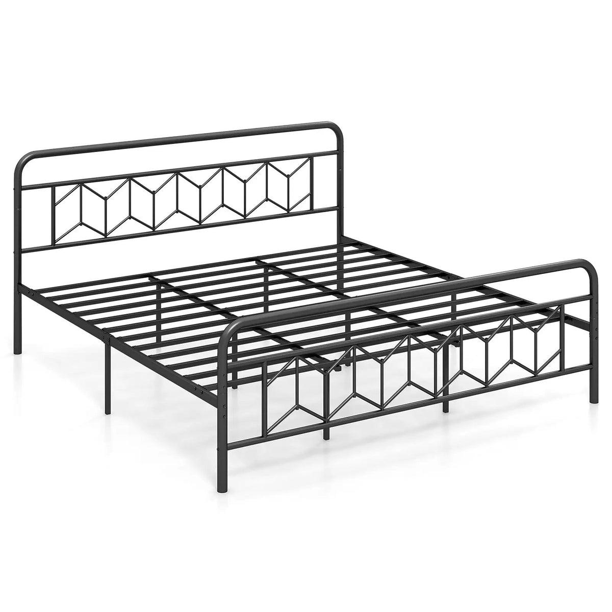 Platform Bed with High Headboard and Snap Lock Metal Slats, photo 9 of 11