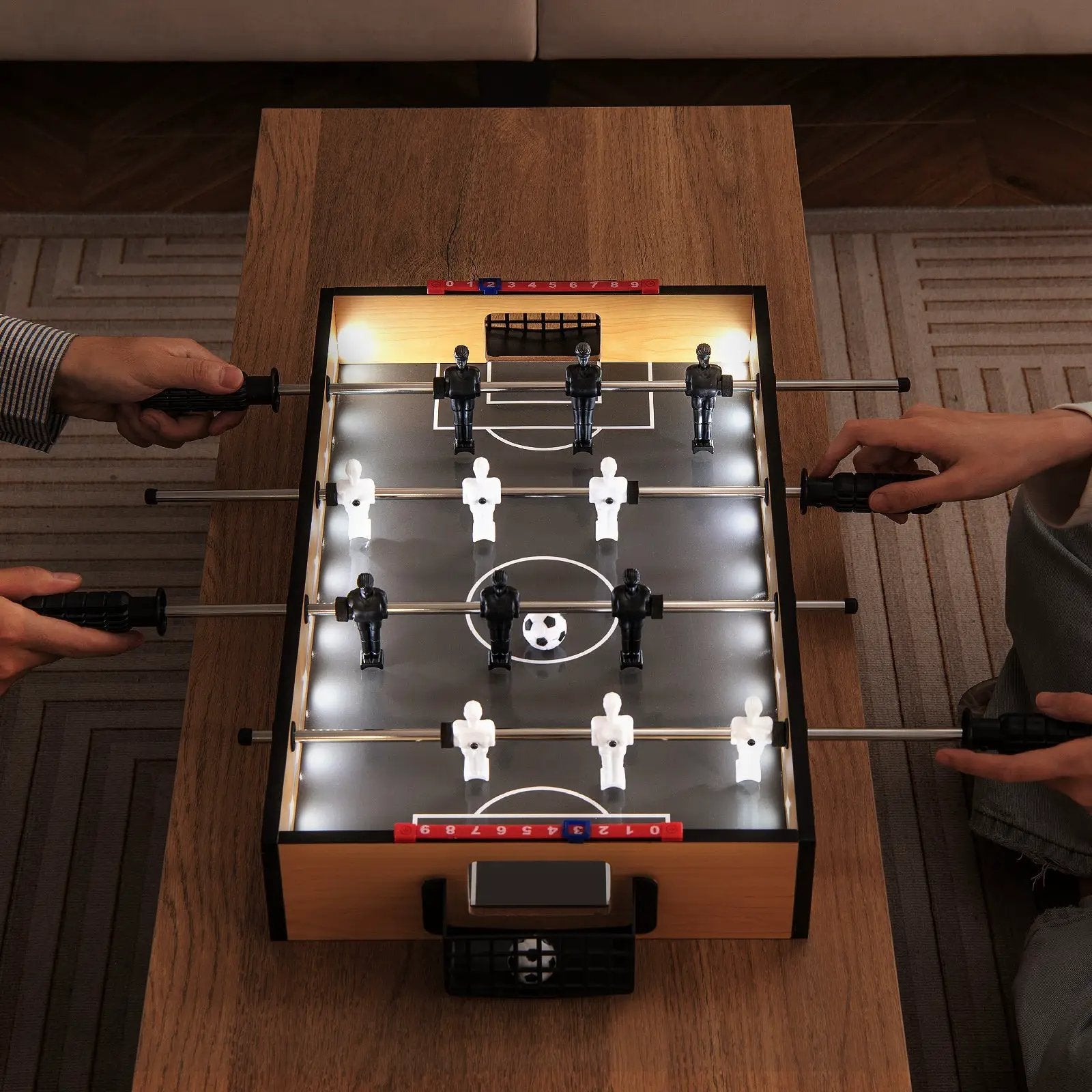 Tabletop Foosball Table with LED Lights and Non-Slip Handles by DirectDeals