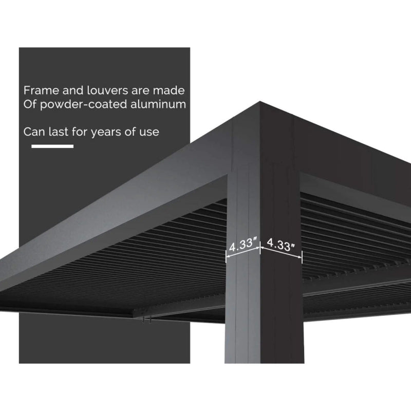 [12X16FT] Alora Premium Outdoor Gray Aluminum Hardtop Pergola With Adjustable Roof (SAK81364) by SAKSBY WHOLESALE