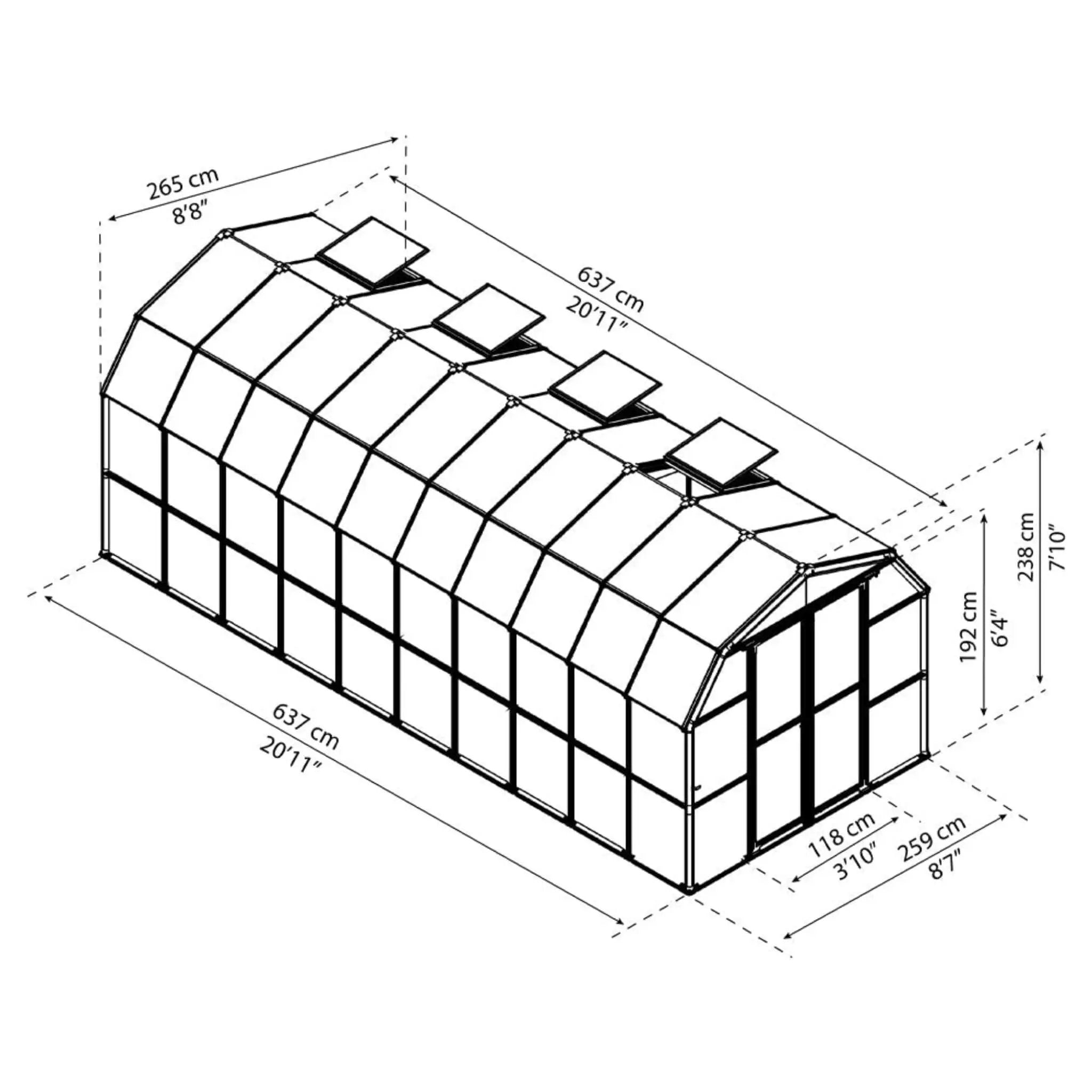 [08X20FT] Extra-Large Barn-Style Weatherproof Walk-In Greenhouse With Roof Vents (SAK85716) by SAKSBY WHOLESALE