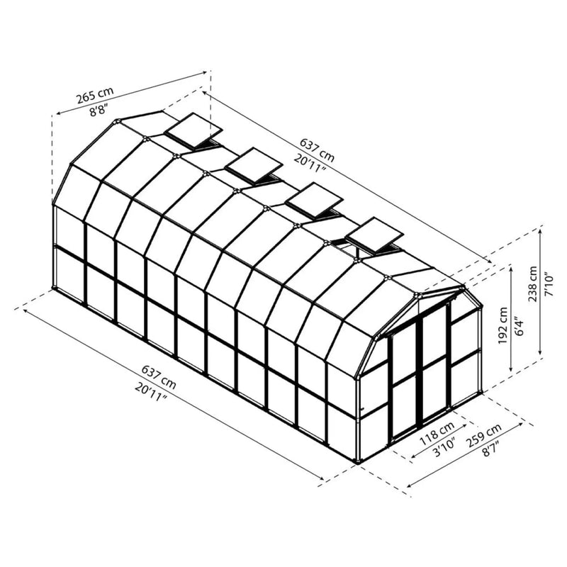 [08X20FT] Extra-Large Barn-Style Weatherproof Walk-In Greenhouse With Roof Vents (SAK85716) by SAKSBY WHOLESALE