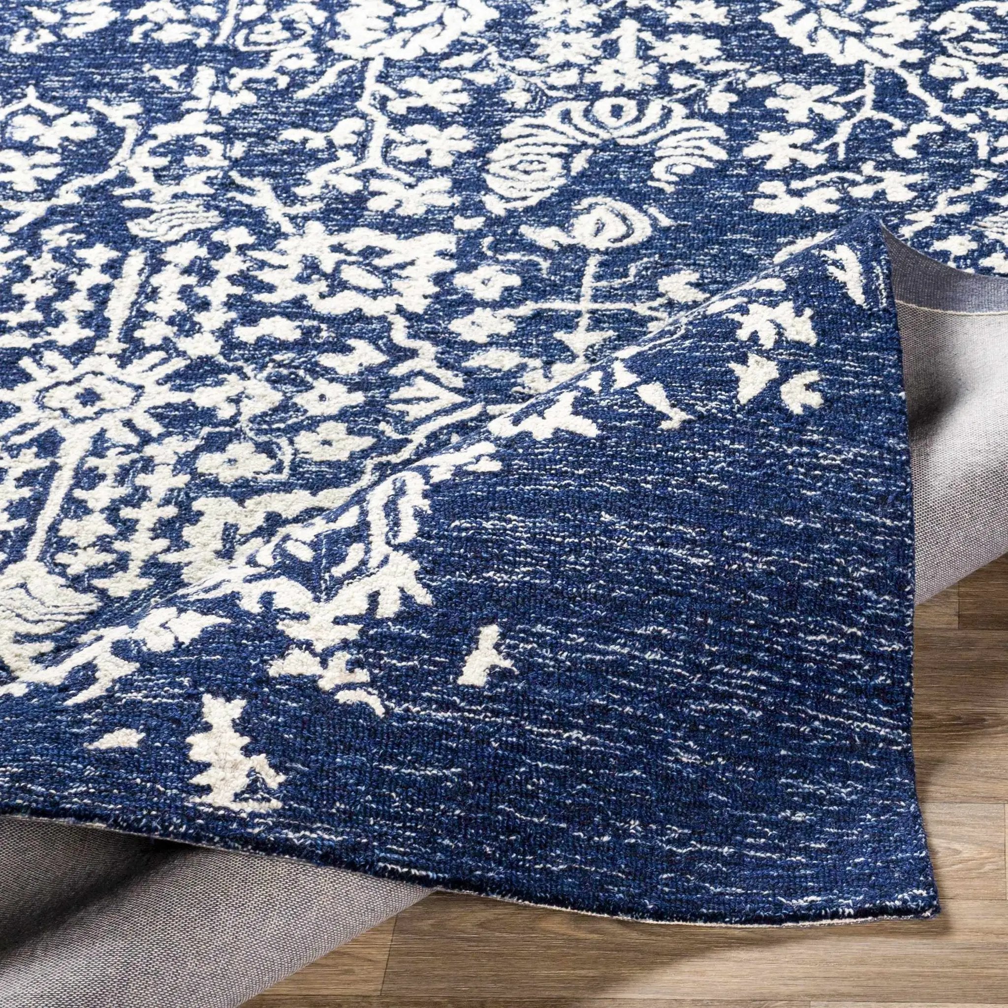 Poole Navy Wool Area Carpet by Boutique Rugs
