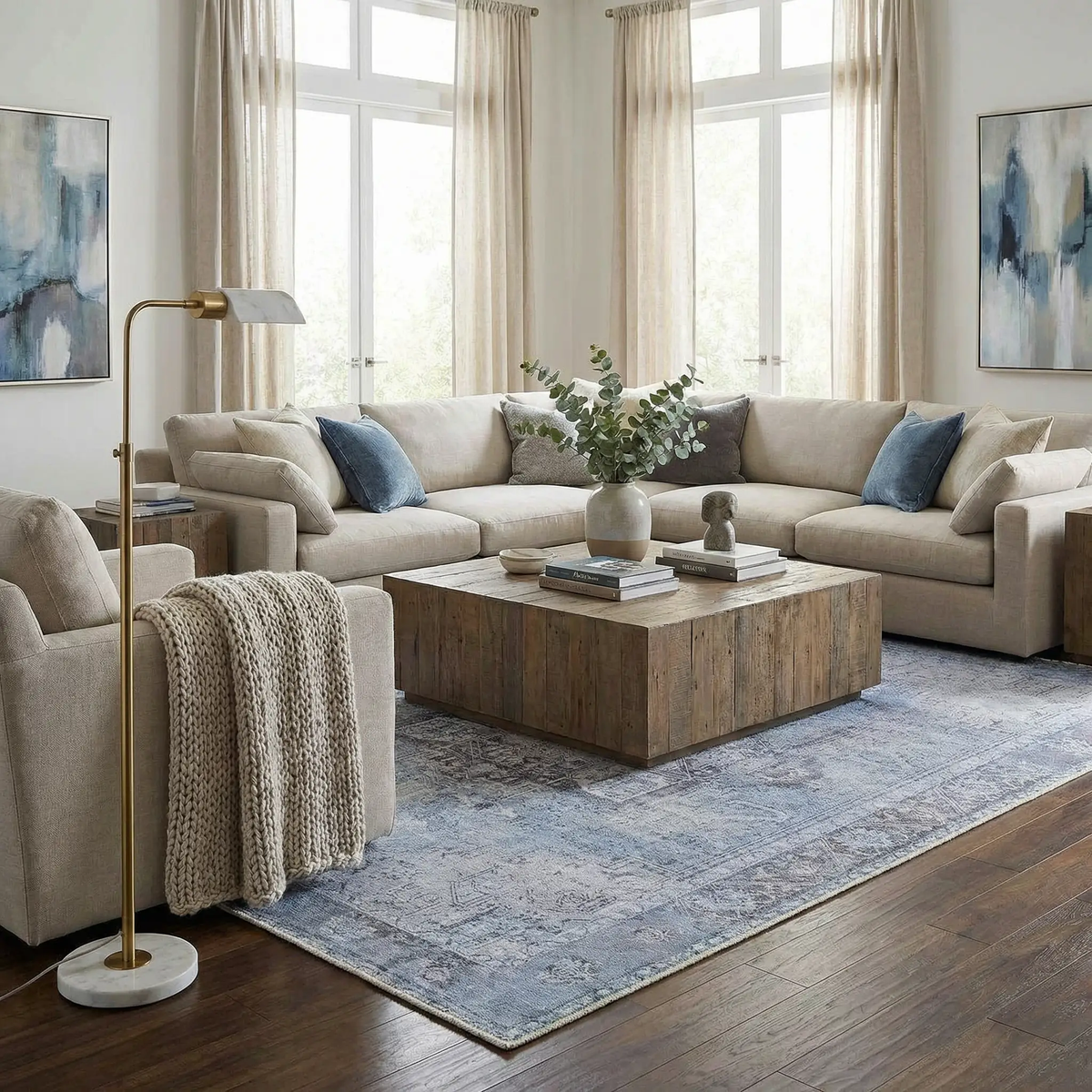 Ice Blue Flat Pile Washable Rug - Clearance, photo 2 of 15