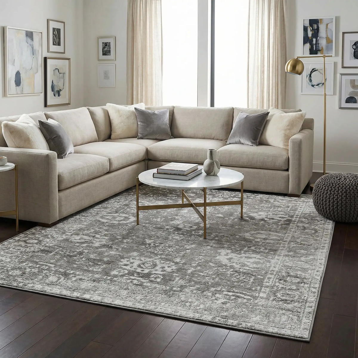 Tripp Distressed Gray Rug, photo 2 of 17