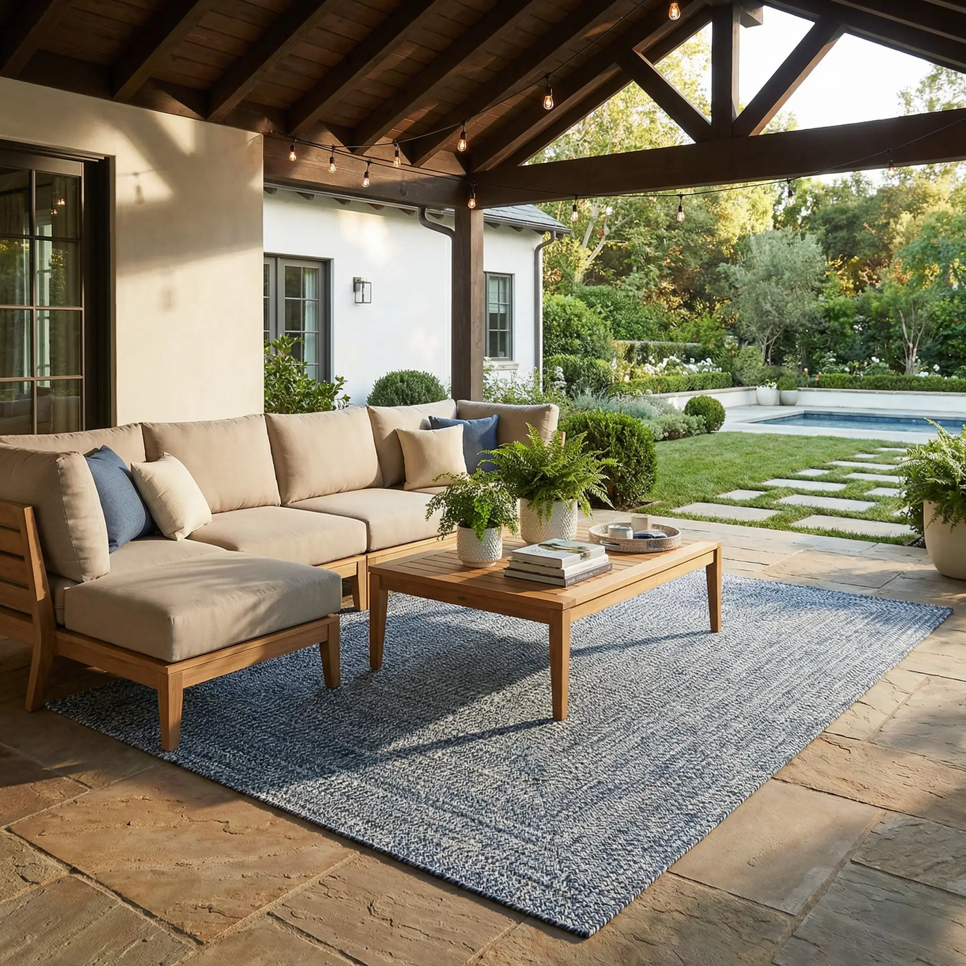 Blue Braided Faux Jute Outdoor Rug by Boutique Rugs