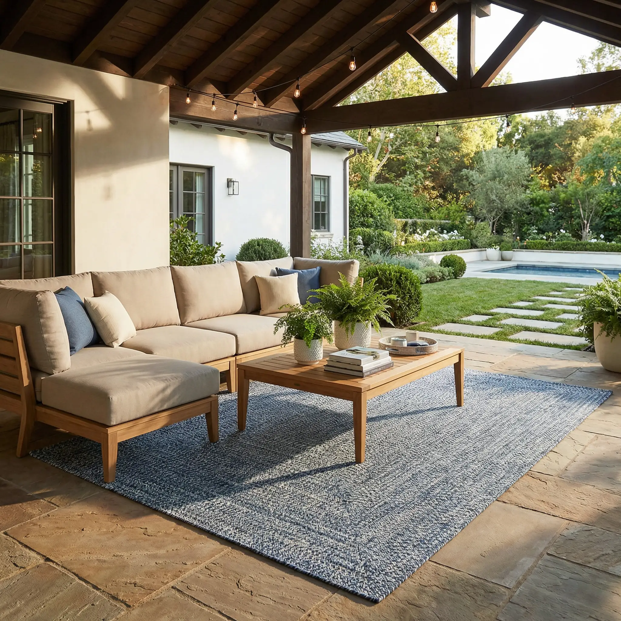 Blue Braided Faux Jute Outdoor Rug by Boutique Rugs