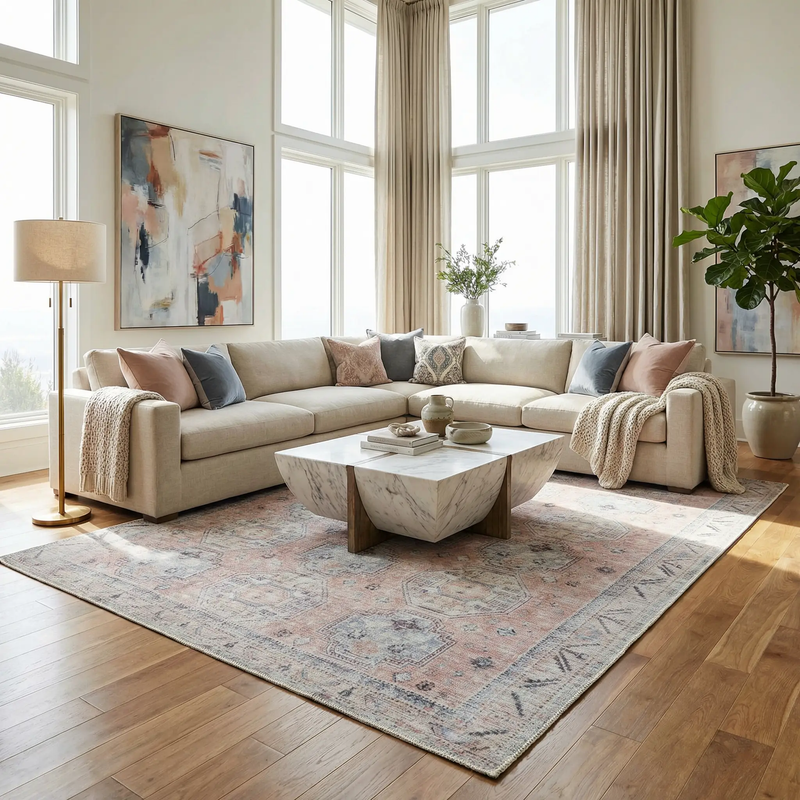 Morcott Peach Washable Area Rug by Boutique Rugs