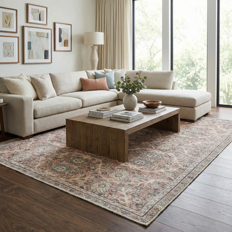 Flat Pile Urpi Red Washable Rug - Clearance by Boutique Rugs