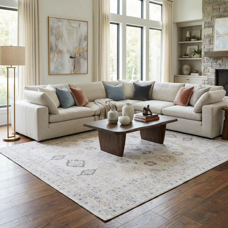 Beige Beckett Washable Rug - Clearance by Boutique Rugs