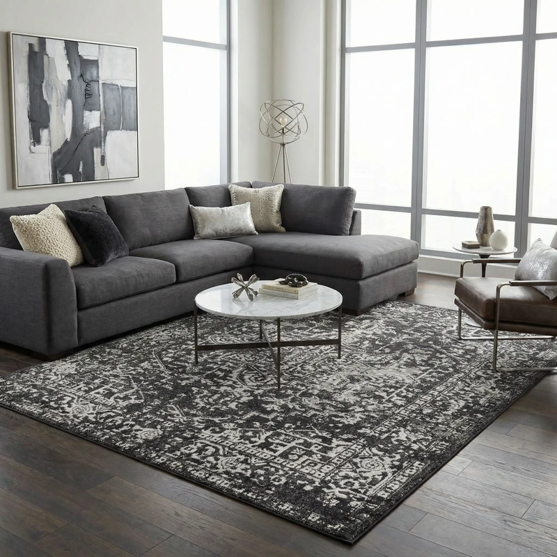 Rachel Black Area Rug by Boutique Rugs