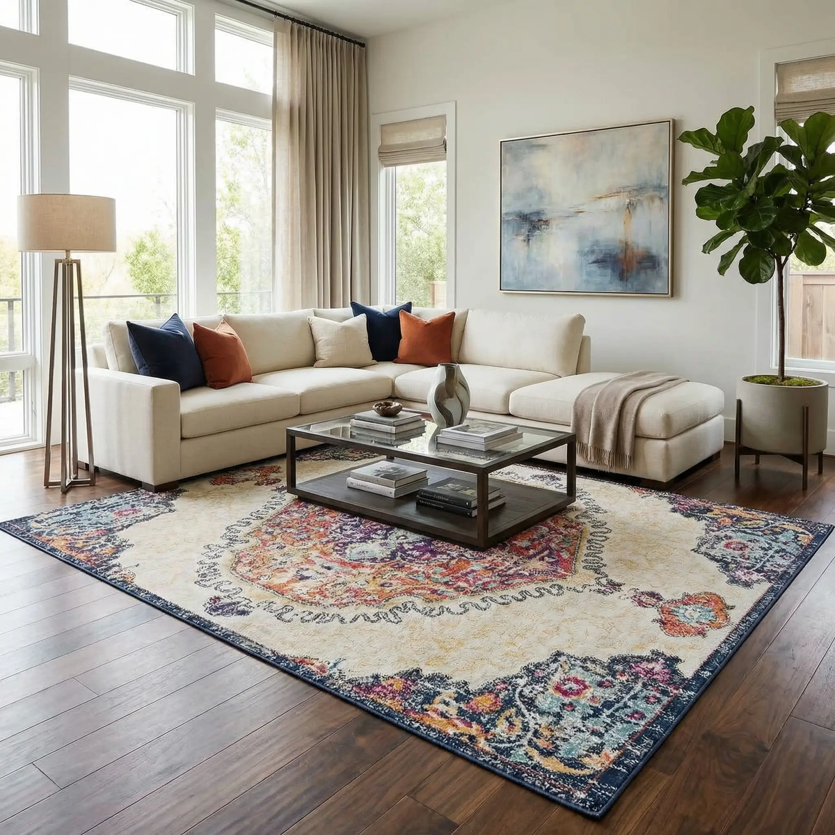 Tigrit Blue & Orange 2300 Area Rug - Clearance, photo 2 of 8