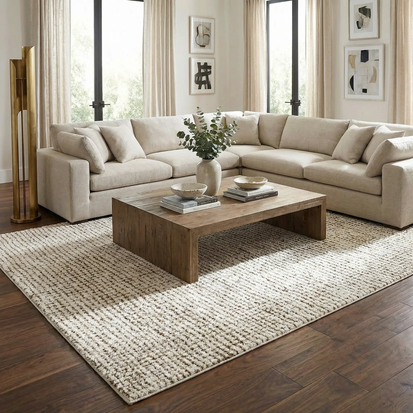 Keita Cream & Brown Area Rug by Boutique Rugs