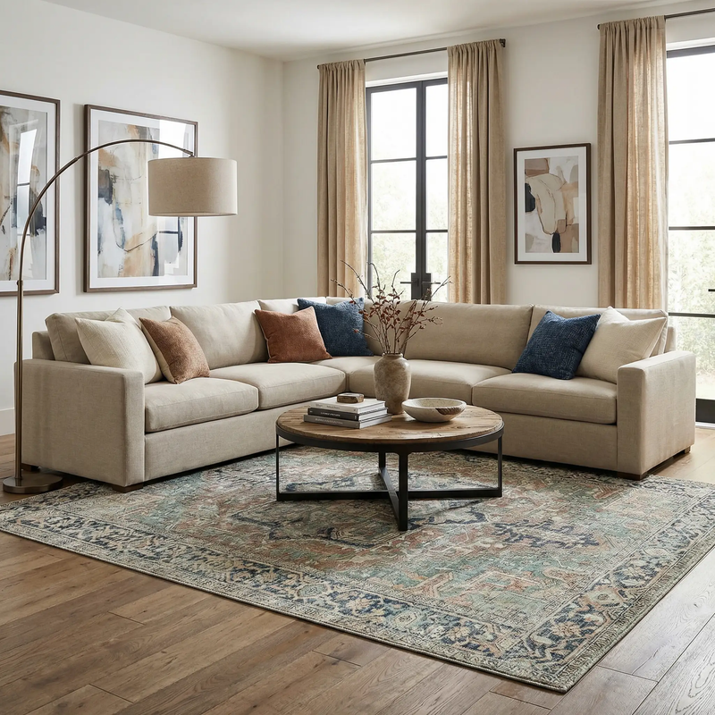 Green Nisa Tumble Dry Washable Rug by Boutique Rugs