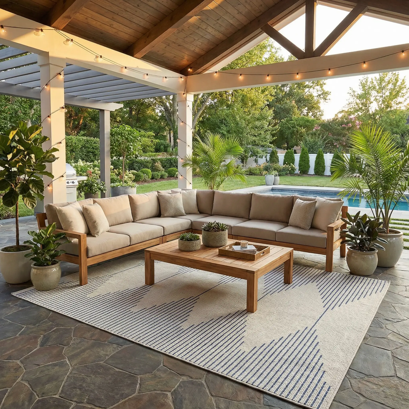 Stephan Blue & Cream Outdoor Rug by Boutique Rugs