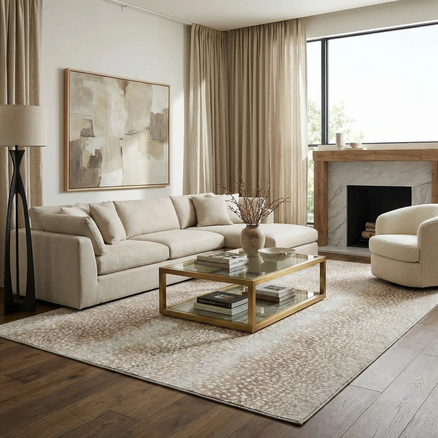Pointblank Tan Leopard Print Rug by Boutique Rugs