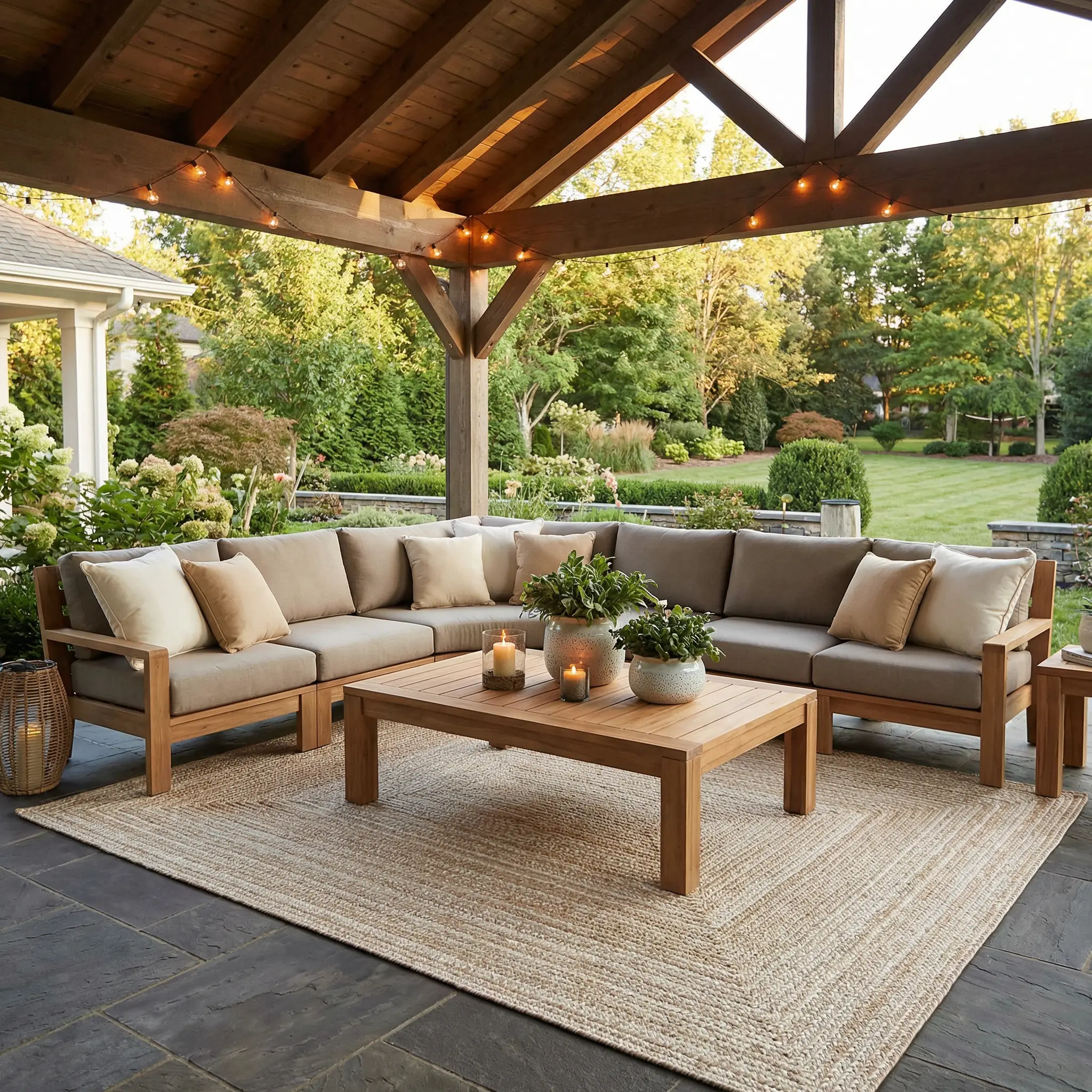 Cream Braided Faux Jute Outdoor Rug by Boutique Rugs