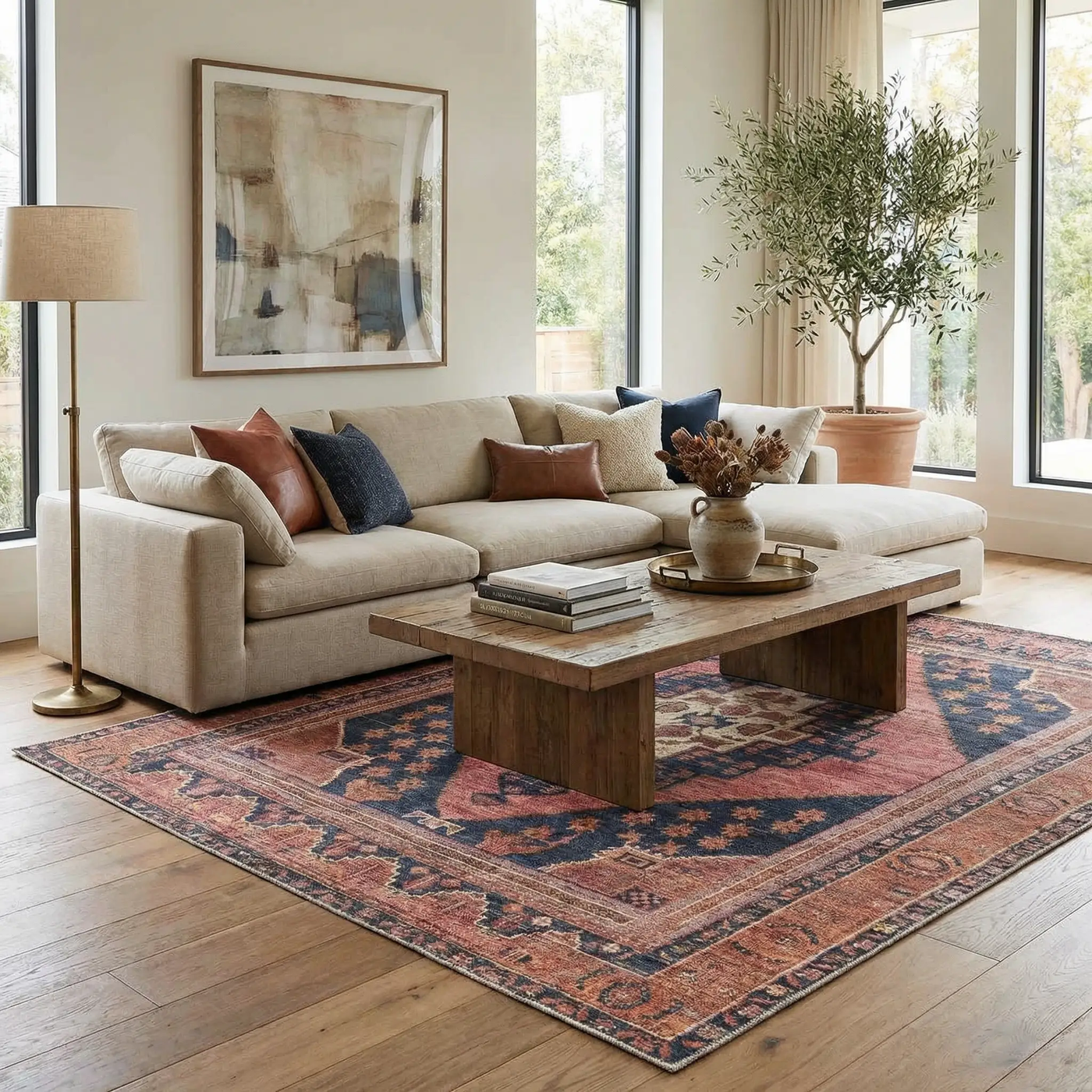 Malamote Vintage Flat Pile Washable Rug by Boutique Rugs