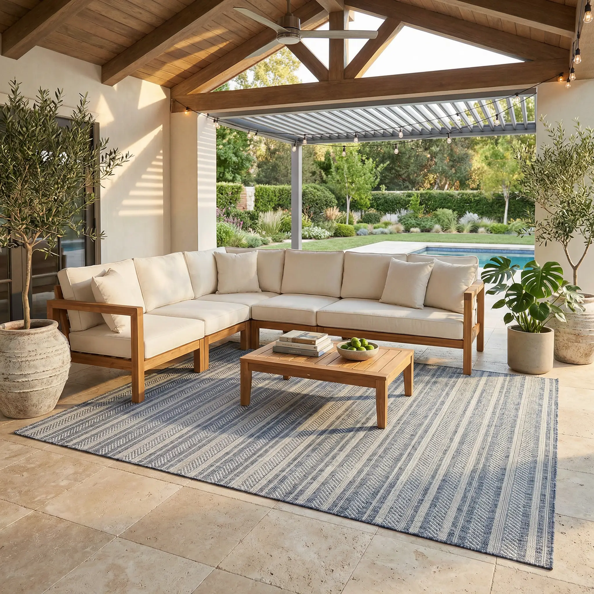 Emirgazi Striped Nordic Outdoor Rug, photo 2 of 12