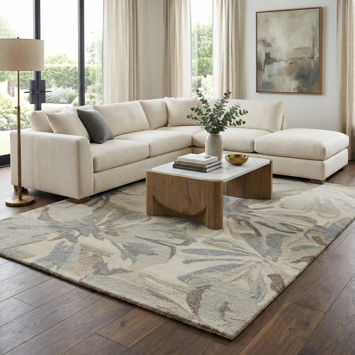 Ilfeld Athena Beige Floral Wool Rug, photo 2 of 15