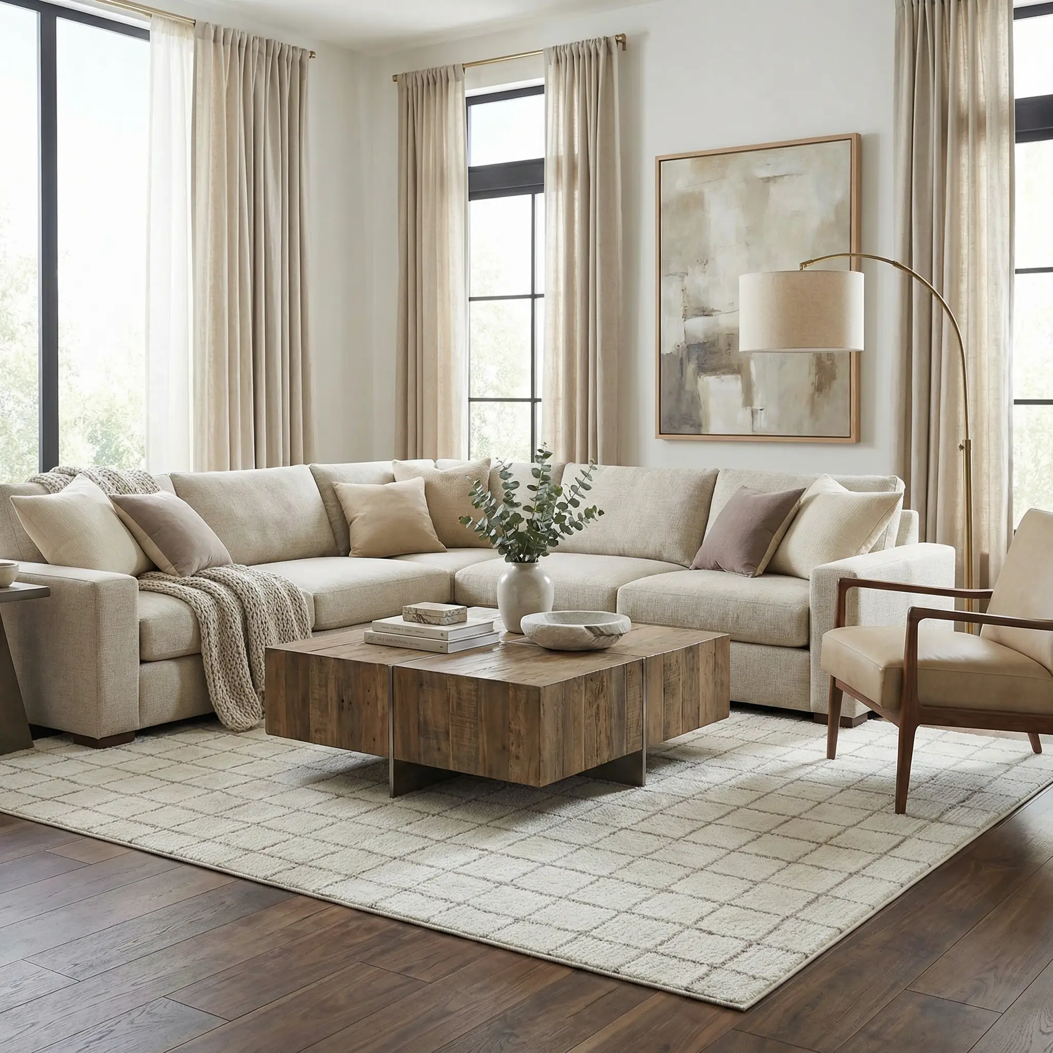 Cascade Checkered Ivory Area Rug by Boutique Rugs