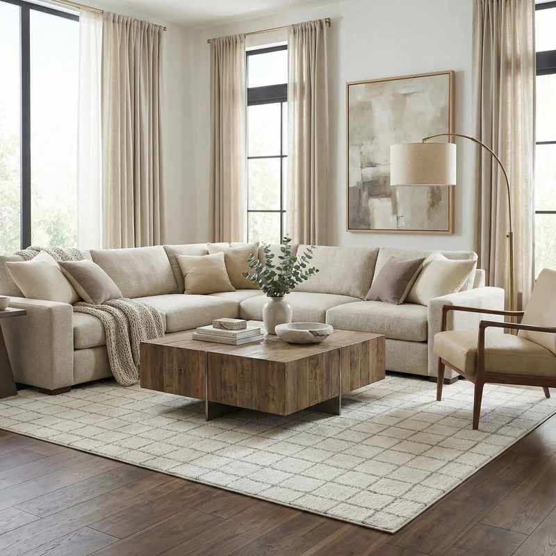 Cascade Checkered Ivory Area Rug by Boutique Rugs