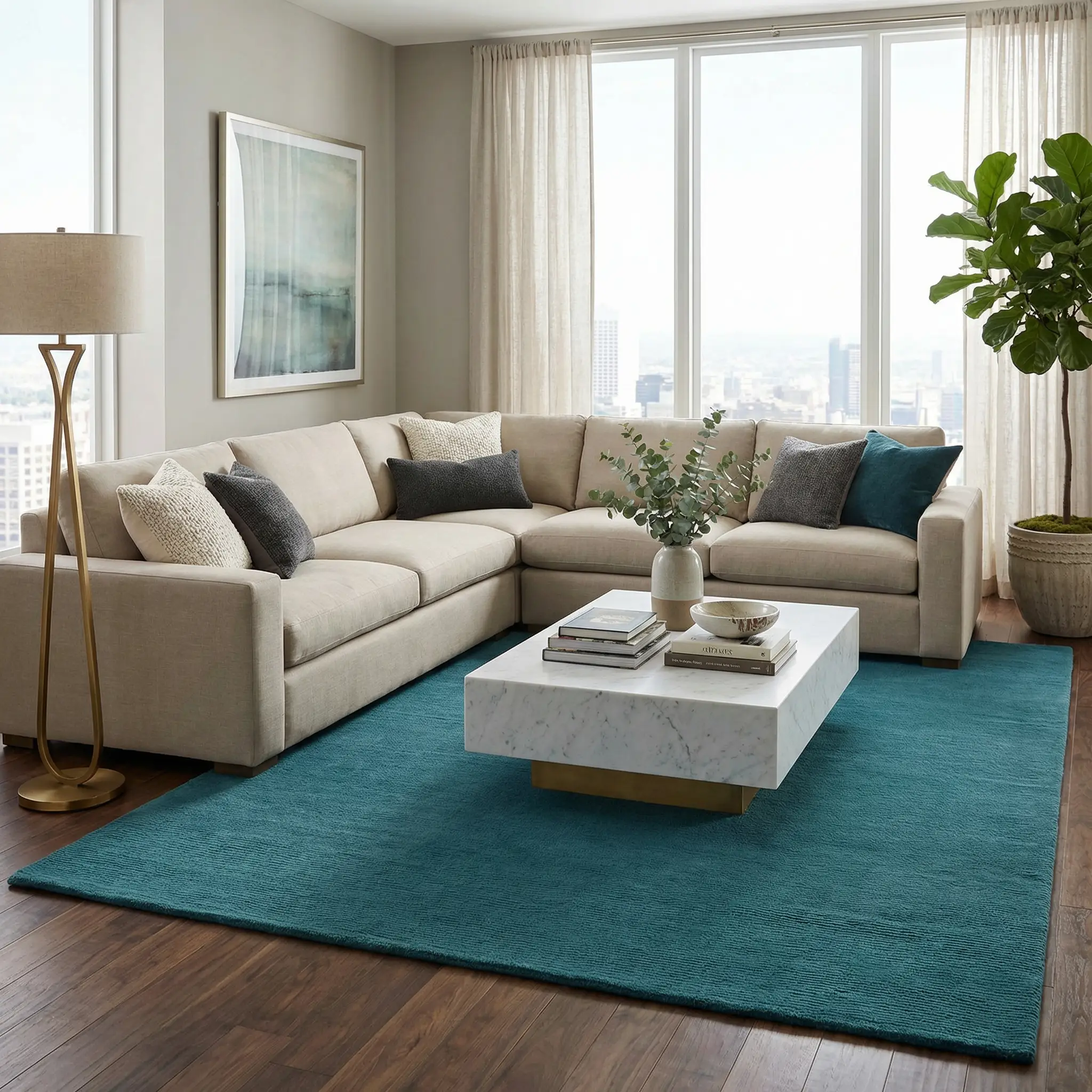 Brockton Solid Teal Wool Rug by Boutique Rugs