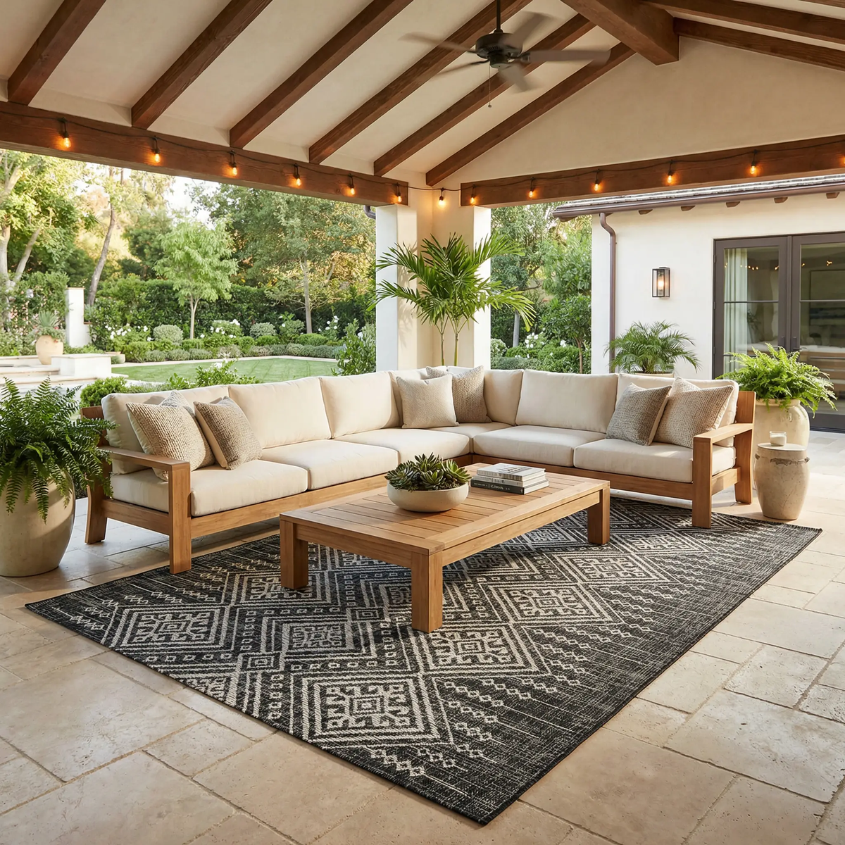 Frankville Black&White All Over Performance Outdoor Rug, photo 2 of 19