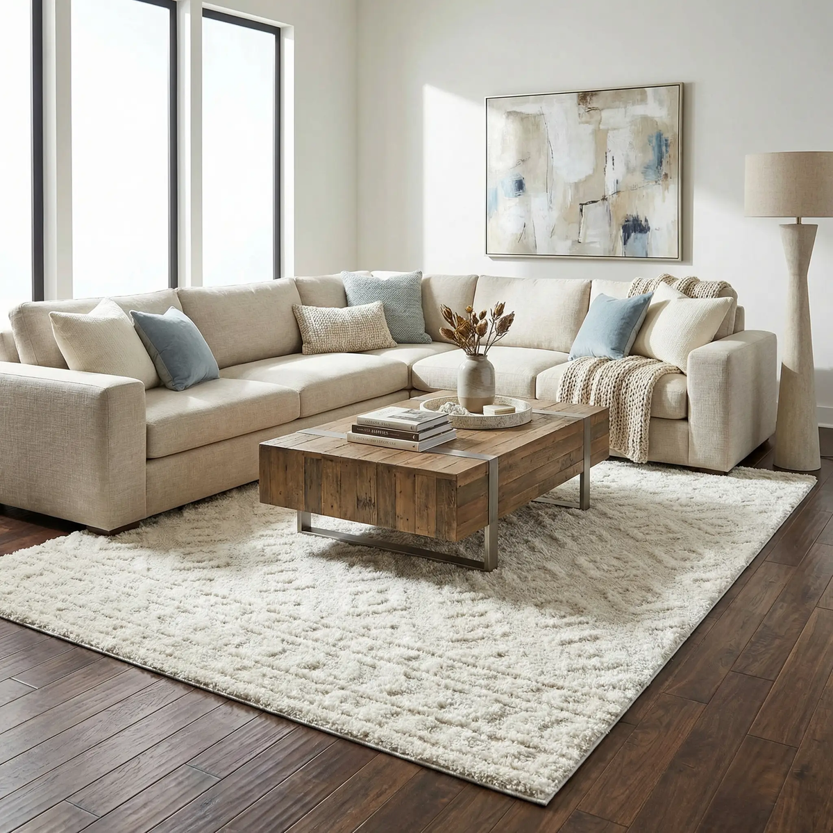 Eivin Cream Diamonds Plush Rug, photo 2 of 25