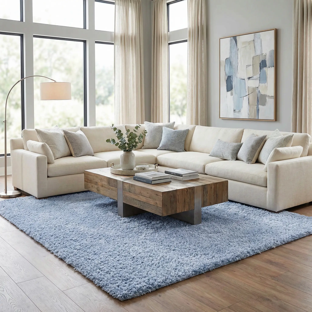 Faina Solid Aqua Shag Washable Area Rug - Clearance, photo 2 of 18