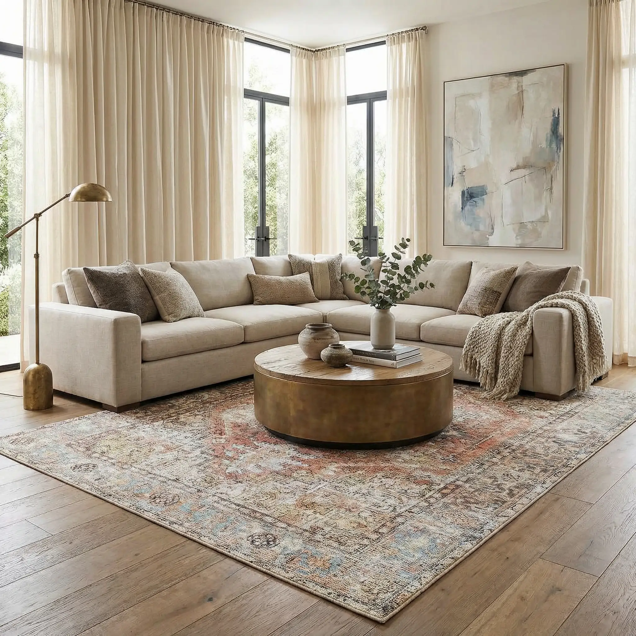 Beck Peach Washable Area Rug - Clearance by Boutique Rugs