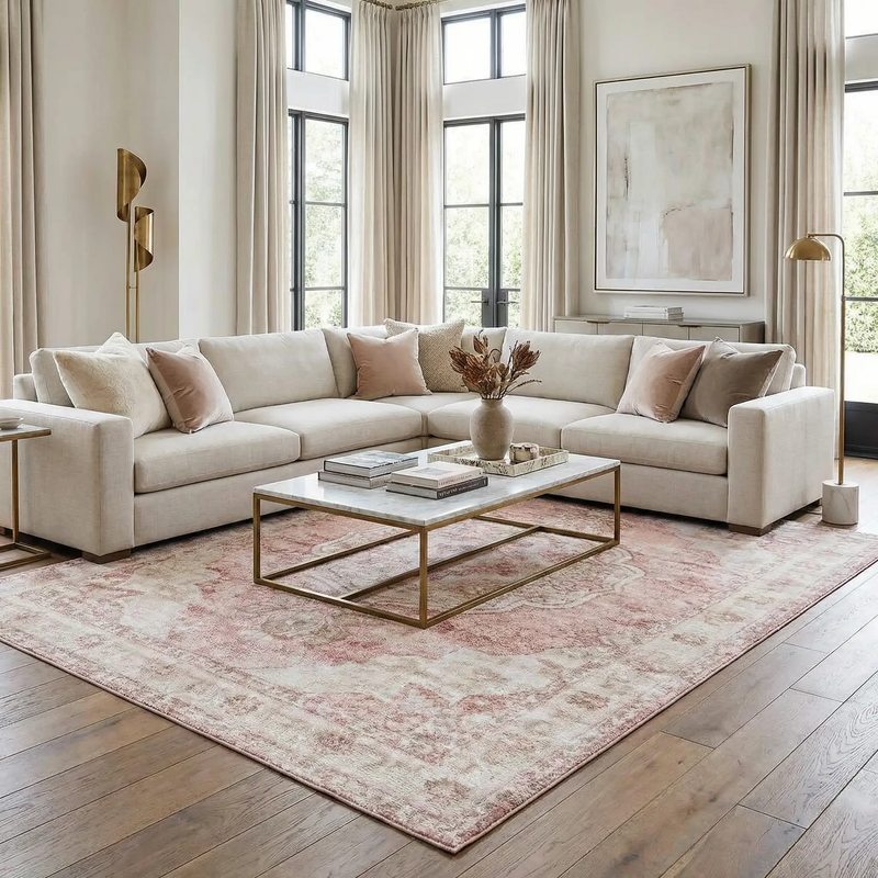 Kandos Blush & Light Pink Area Rug by Boutique Rugs