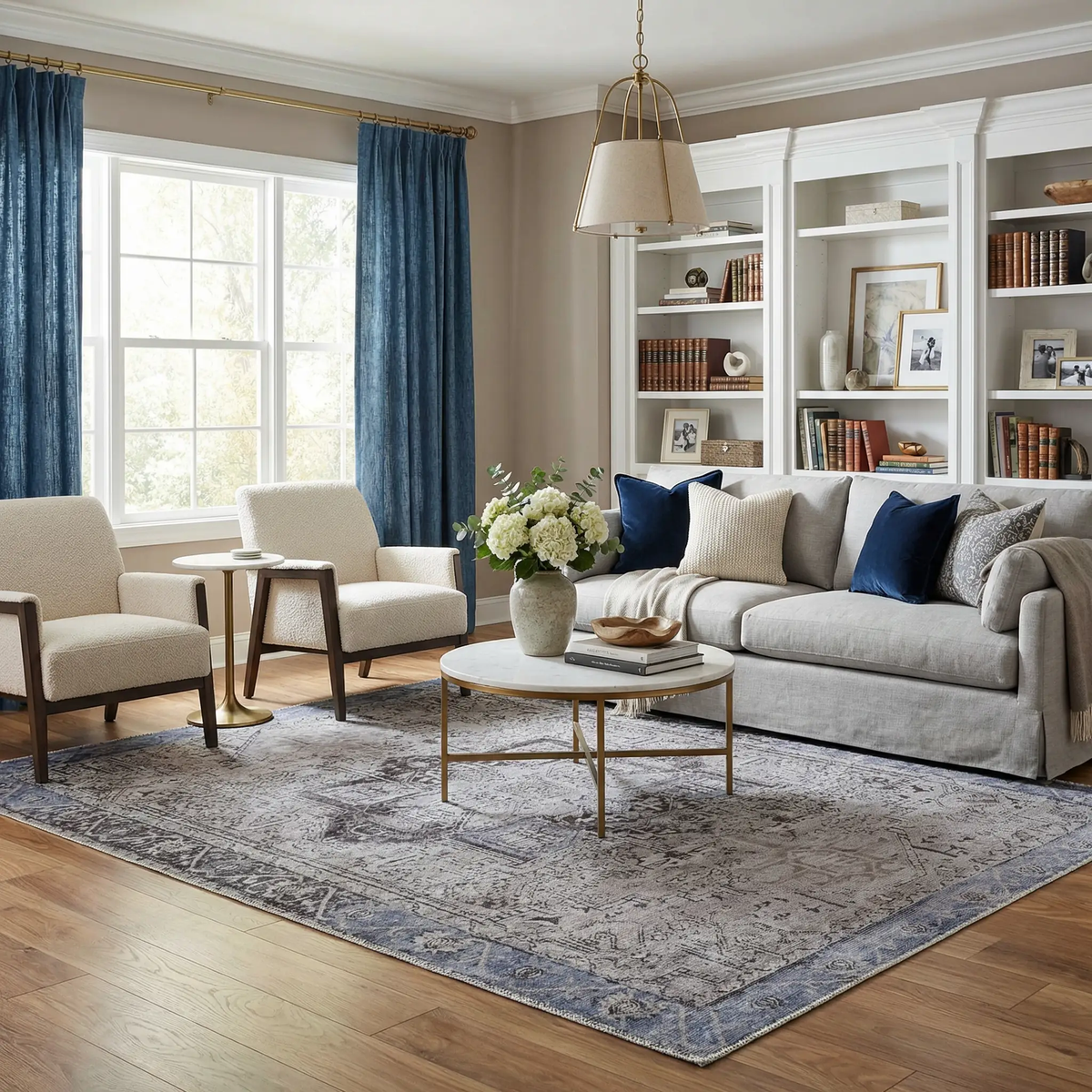 Rosman Blue&Beige - Promo Washable Area Rug - Clearance, photo 2 of 13