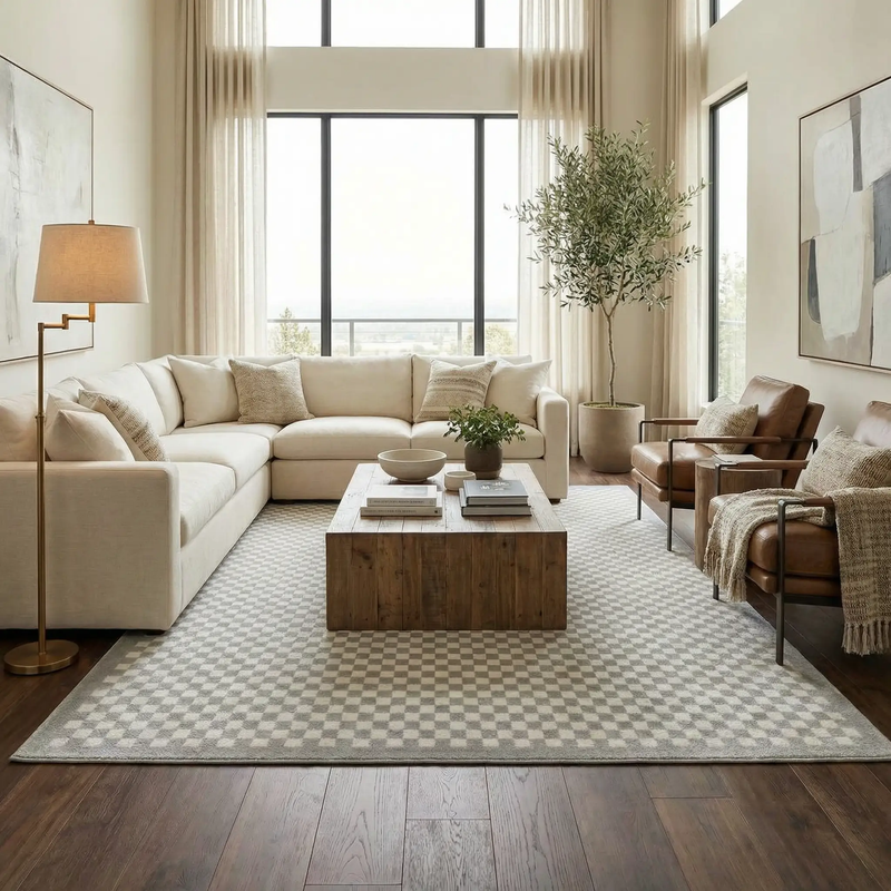Gaiwan Cream Gray Washable Area Rug by Boutique Rugs