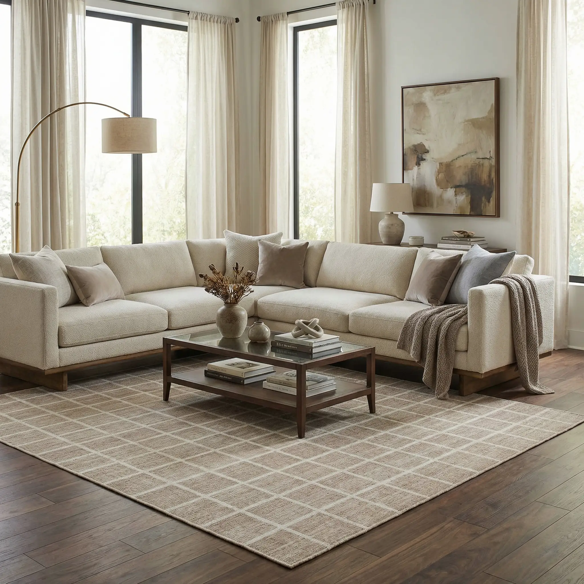 Anicet Checkered Washable Wool Area Rug, photo 2 of 8
