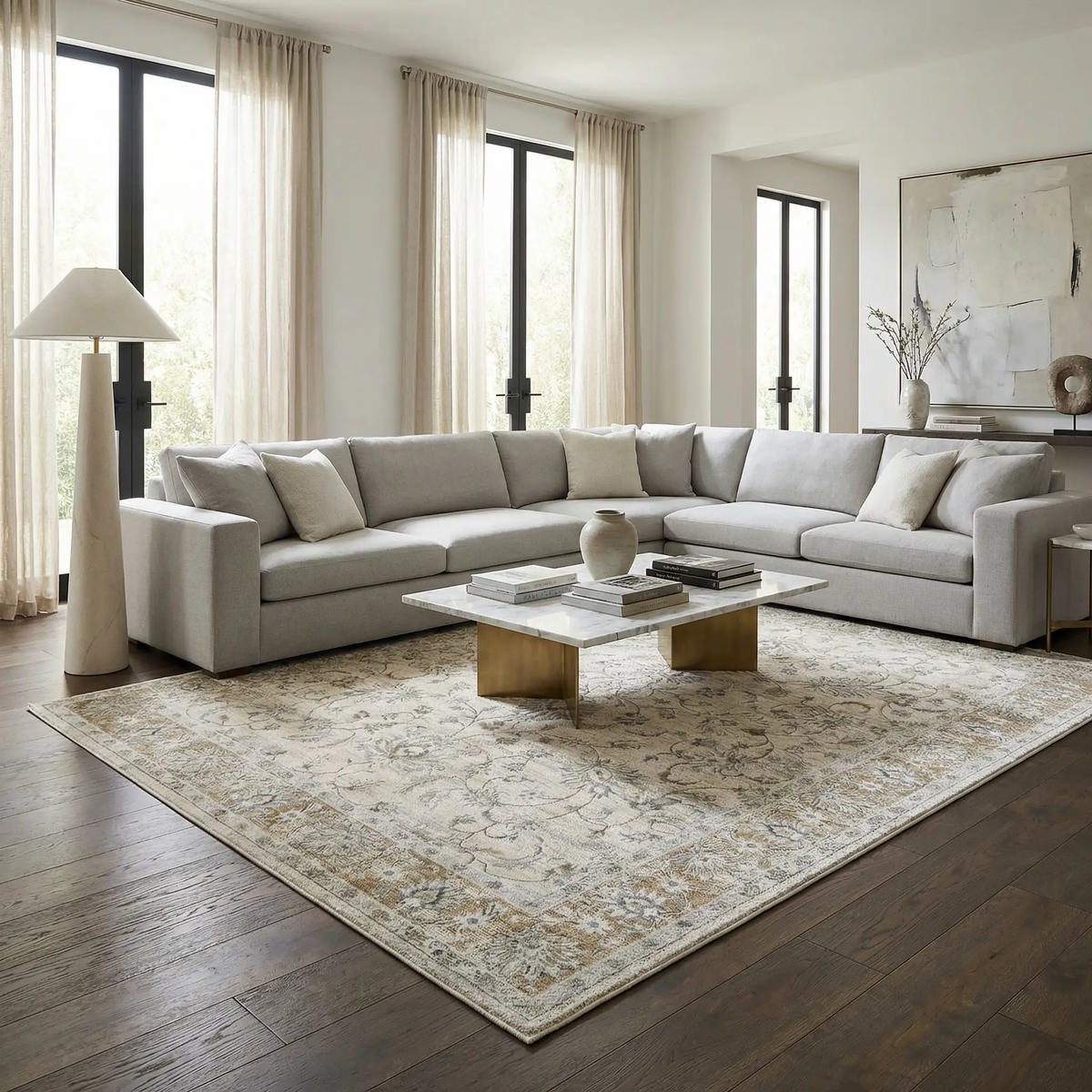 Kerem Cream Thick Luxe Damask Rug, photo 2 of 24