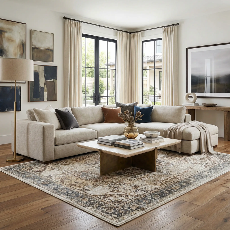 Heritage Style Flat Pile Washable Rug by Boutique Rugs
