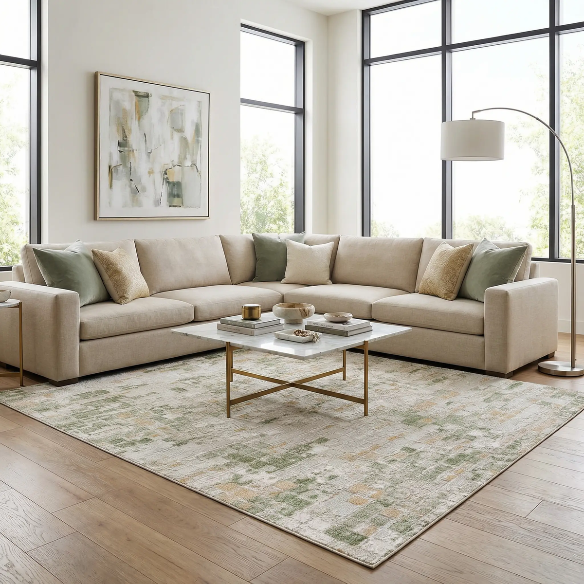 Liveri Green Mosaic Rug, photo 2 of 14