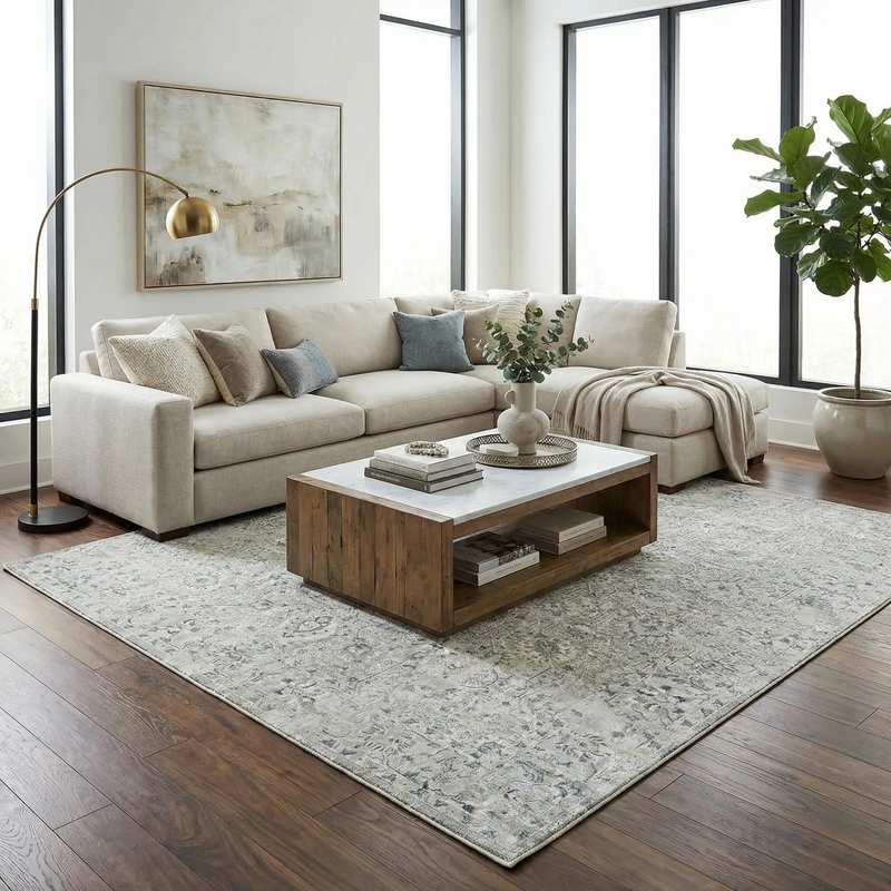 Melianna Gray Blue Thick Luxe Boutique Rug by Boutique Rugs