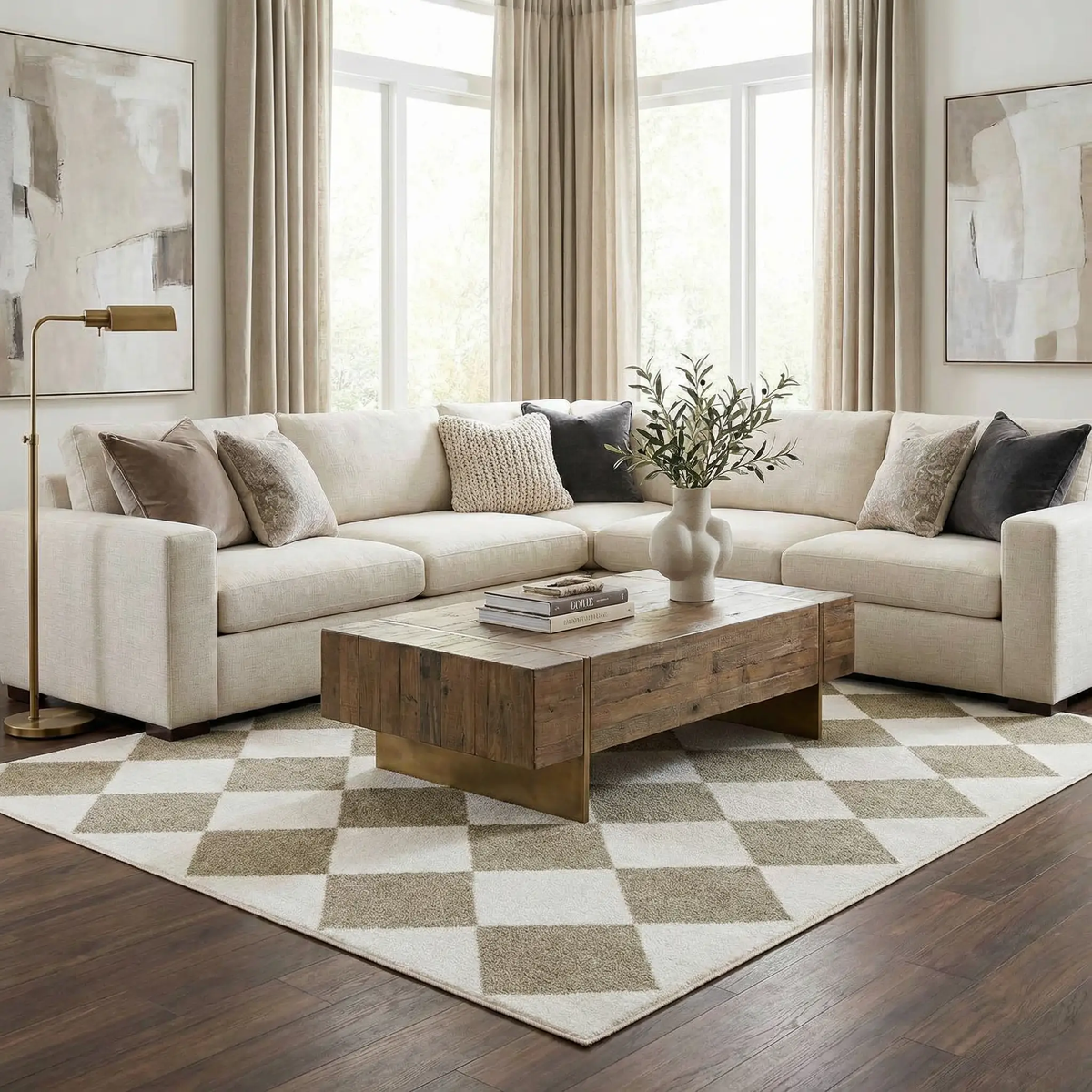 Ulric Green Diamond Washable Area Rug, photo 2 of 15