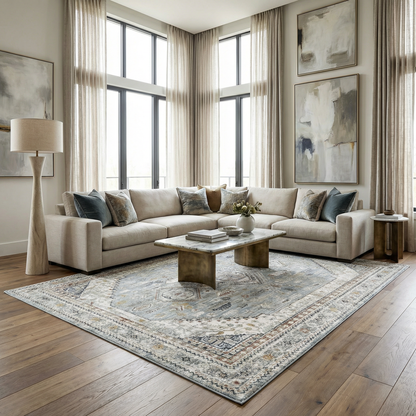 Kouta Gray Blue Area Rug by Boutique Rugs