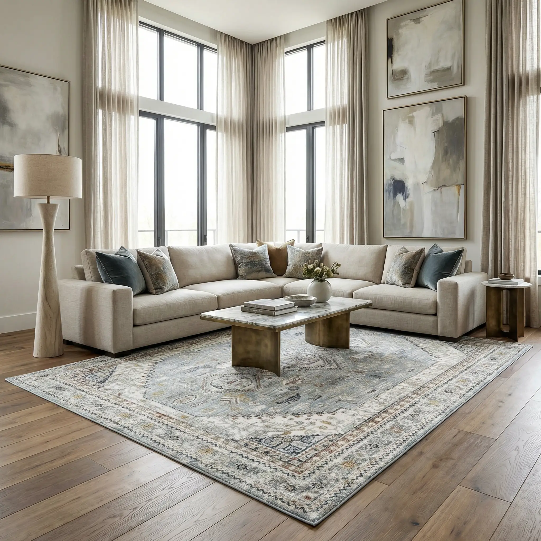 Kouta Gray Blue Area Rug by Boutique Rugs
