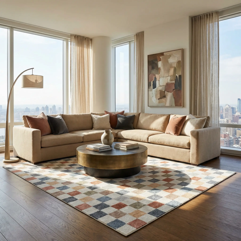Alie Colorful Checkered Washable Rug by Boutique Rugs