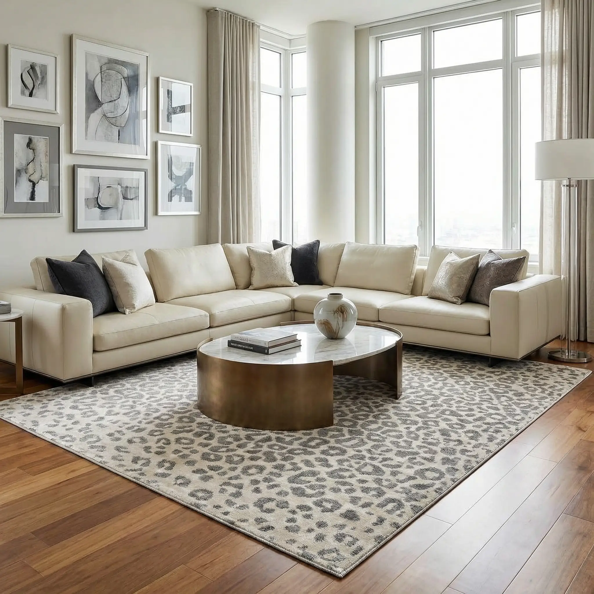 Beige Liversedge Leopard Print Area Rug, photo 2 of 13