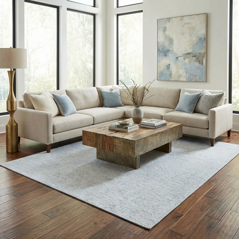 Isako Light Blue Solid Washable Rug - Clearance by Boutique Rugs