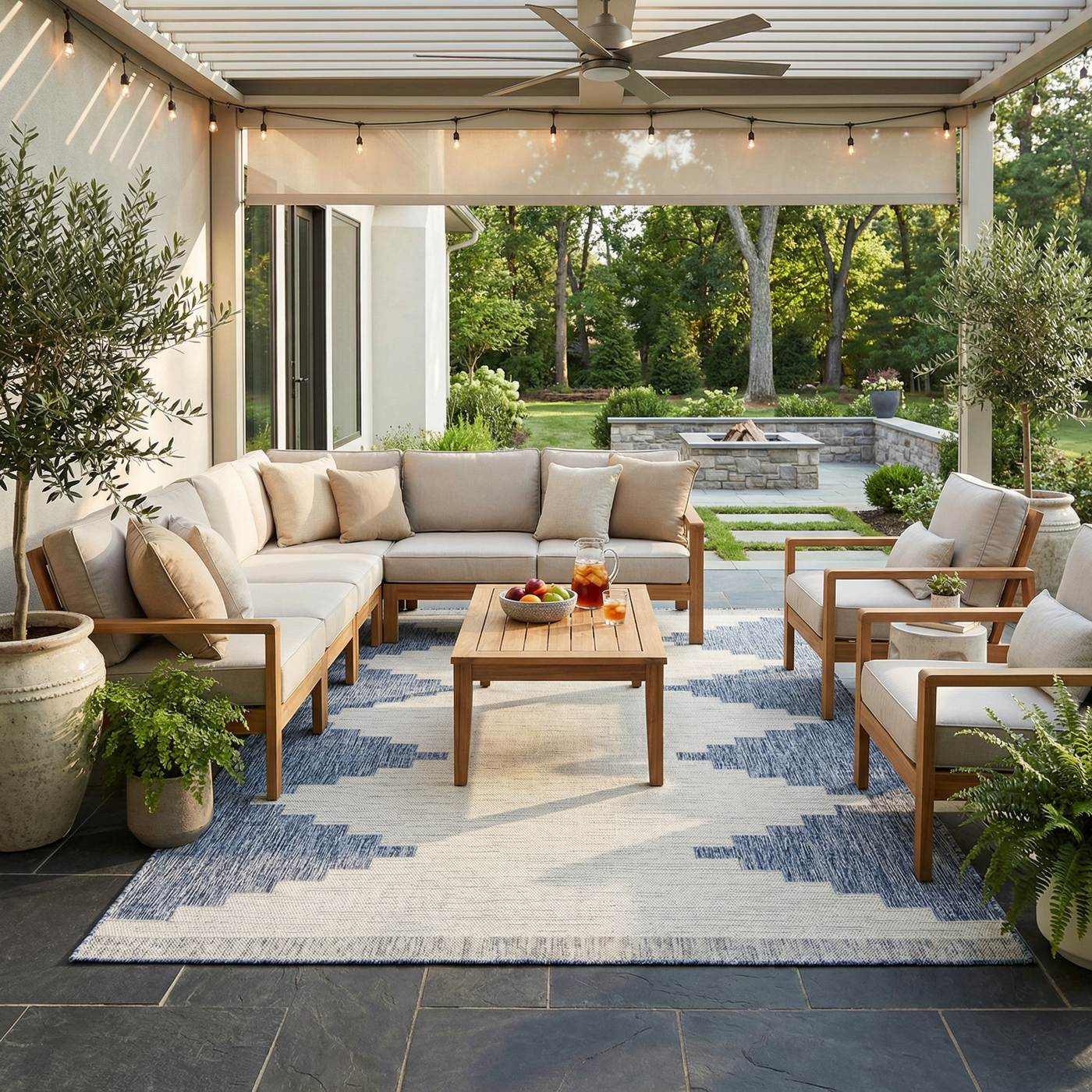 Djugun Blue Outdoor Rug - Clearance by Boutique Rugs