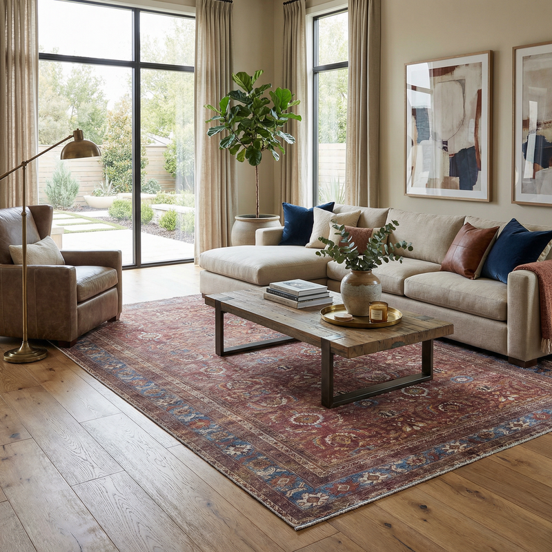 Rust Baki Traditional Washable Area Rug - Clearance by Boutique Rugs