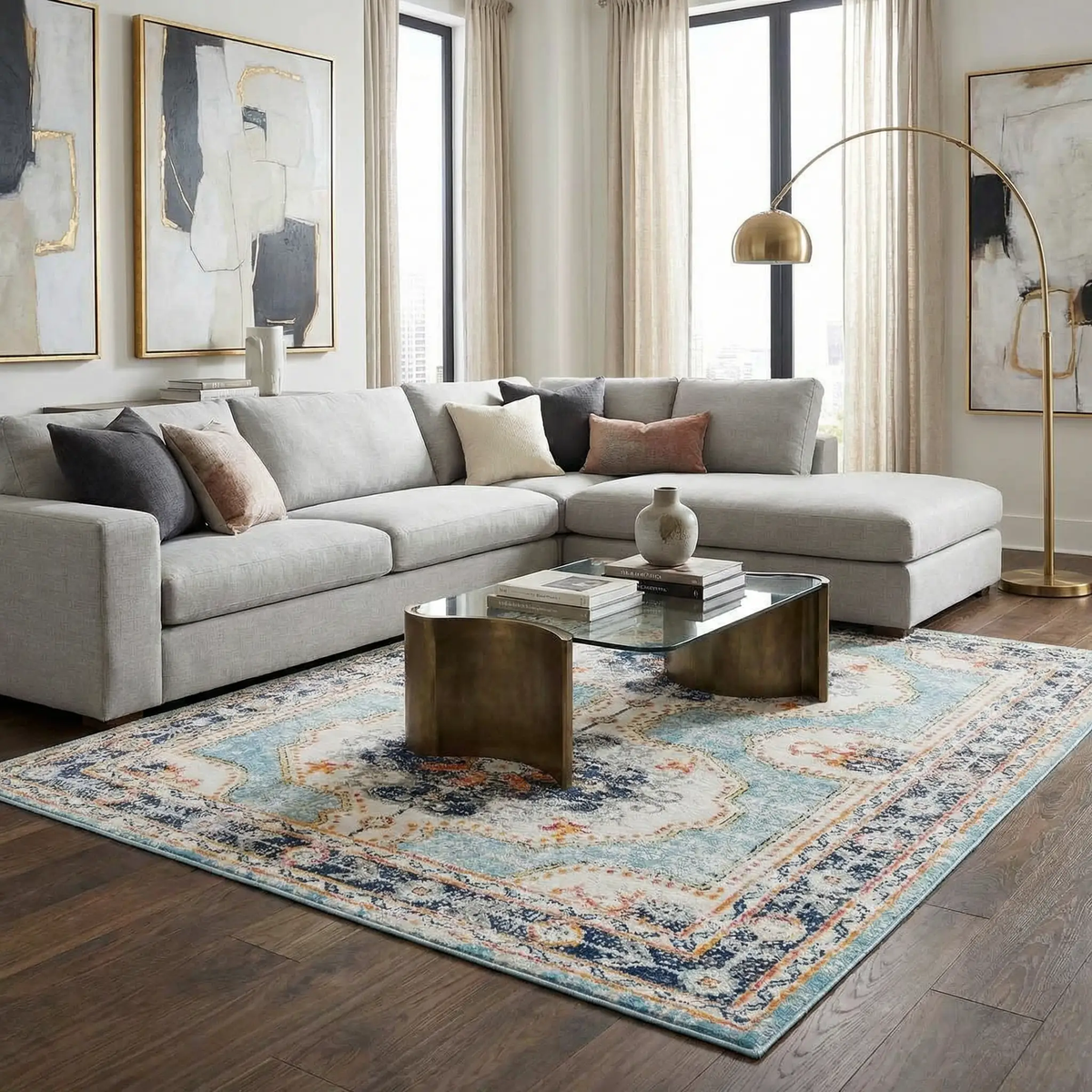 Tigried Turquoise 2308 Area Rug - Clearance, photo 2 of 8