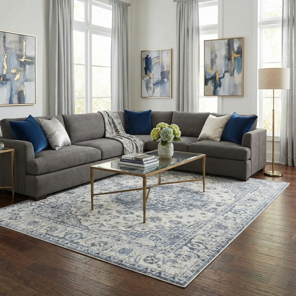 Blue Hiti Washable area rug - Clearance, photo 2 of 10