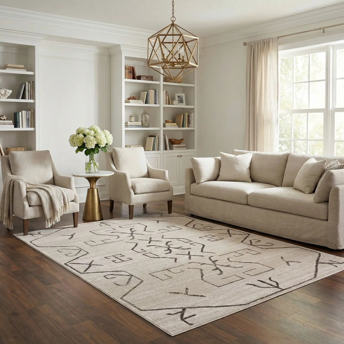 Azzan Cream & Charcoal Area Rug - Clearance, photo 2 of 15