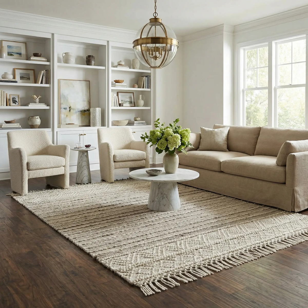 Cream Veruela Wool Blend Braided Tassel Area Rug - Clearance, photo 2 of 12